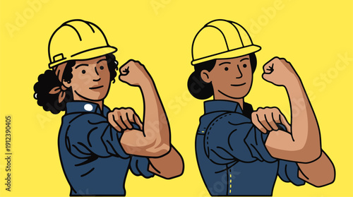 Modern Female Worker Empowerment Vector Illustration for Labor Day
