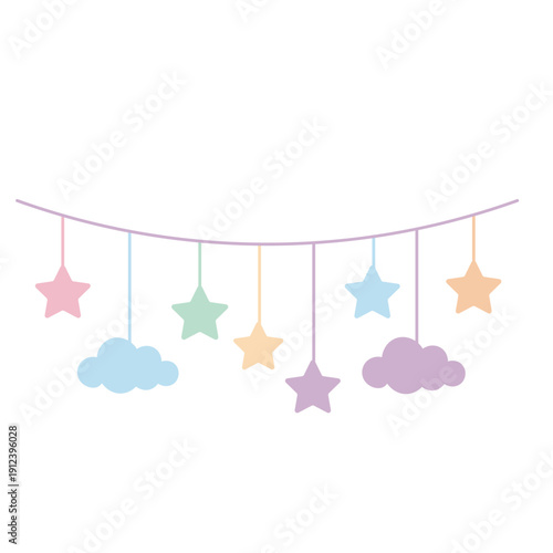Pastel hanging stars and clouds