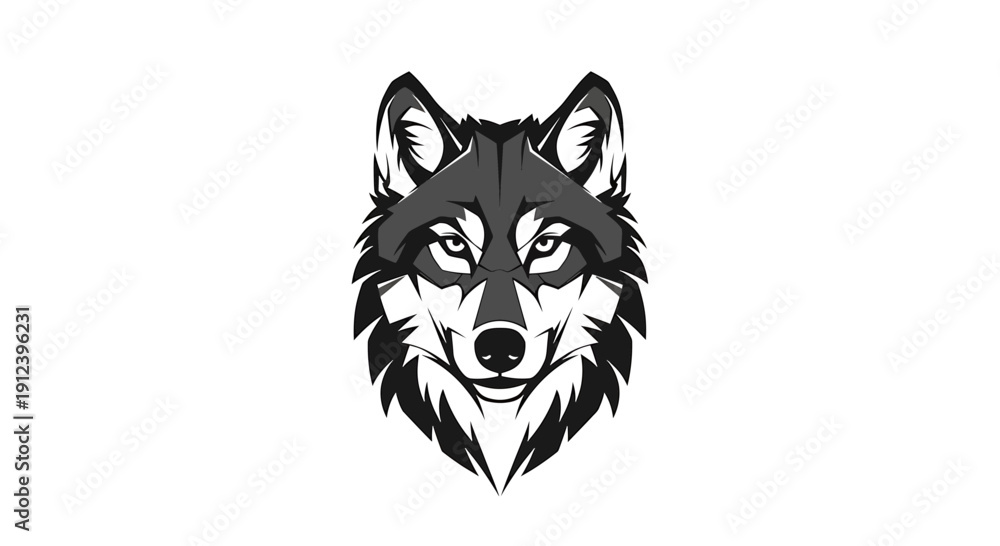 Fototapeta premium Fierce Wolf Head Emblem - Tribal Style Illustration