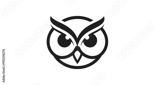 Minimalist Owl Face Logo Icon, Wise Bird Head Symbol, Vector Art