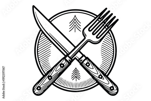 Minimal table setting icon one line art outline vector