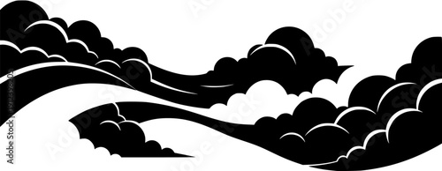 Rolling Storm Cloud Horizon Border Vector Silhouette