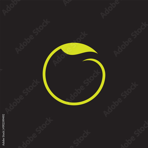 letter g circle simple curves green leaf nature logo vector