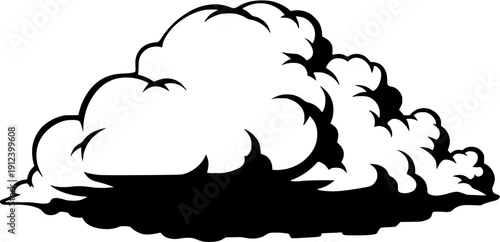 Detailed Fluffy Cumulus Cloud Silhouette for Sky Design