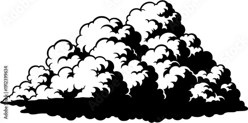 Highly Detailed Thundercloud Silhouette Vector Illustration