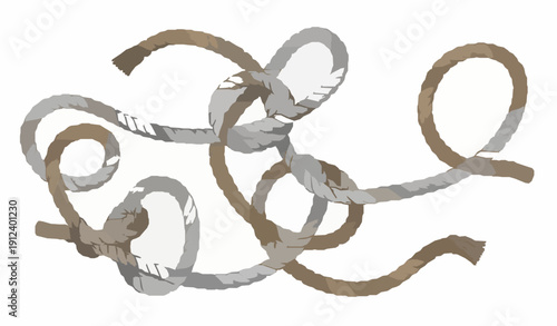 Quadro su tela Decorative rope curves and loops nautical vector set