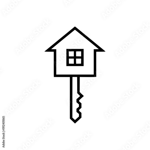 Minimalist house key icon for property ownership concept
