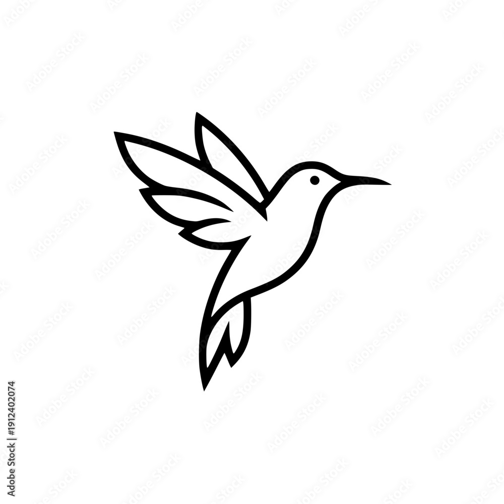 Naklejka premium Minimalist Hummingbird Line Art Vector Illustration