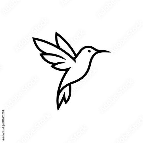Wallpaper Mural Minimalist Hummingbird Line Art Vector Illustration Torontodigital.ca