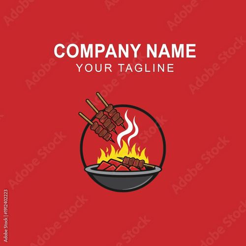 Delicious Barbecue Skewers Cooking Over Open Flames.