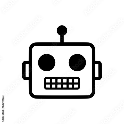 robot head line icon.