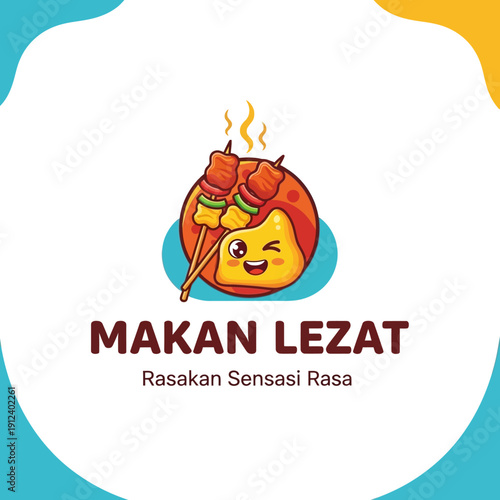 Makan Lezat Cartoon Food Logo Design.