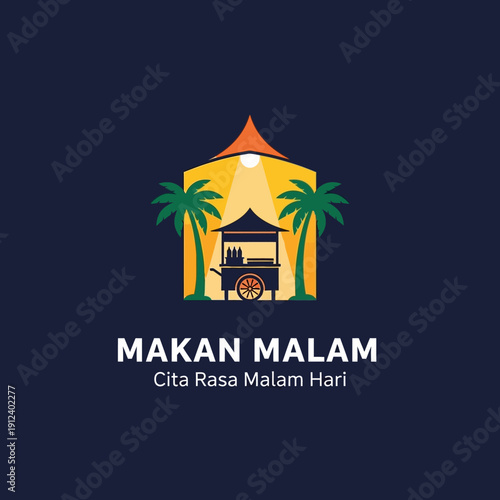 Makan Malam Food Stall with Palm Trees and Tent.