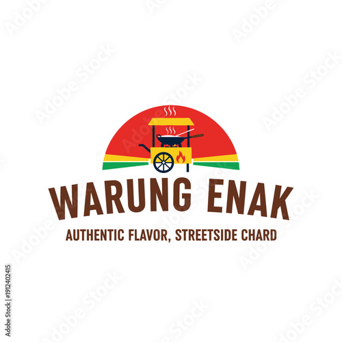 Warung Enak Authentic Flavor Streetside Chard Food Cart Logo.