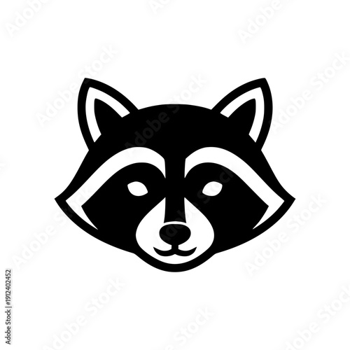 Minimalist raccoon head icon for mascot logo design.