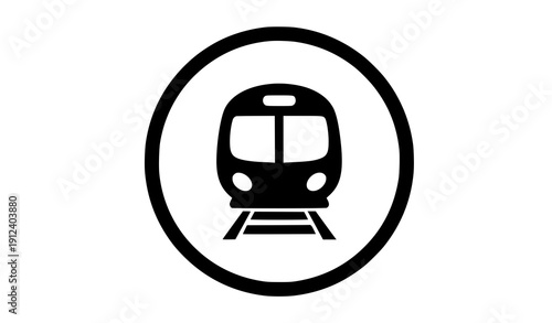 Train transportation sign icon vector in circle isolated on transparent background
