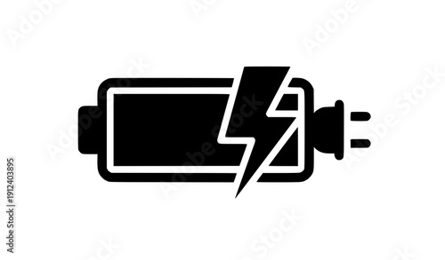 UPS battery backup icon black filled glyph vector isolated on transparent background
