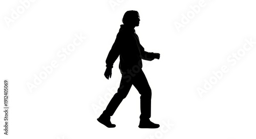 Silhouette of a man walking on white background