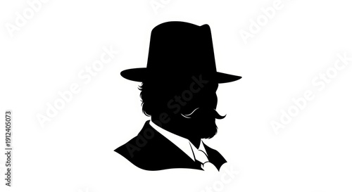 Silhouette of a man with mustache and hat