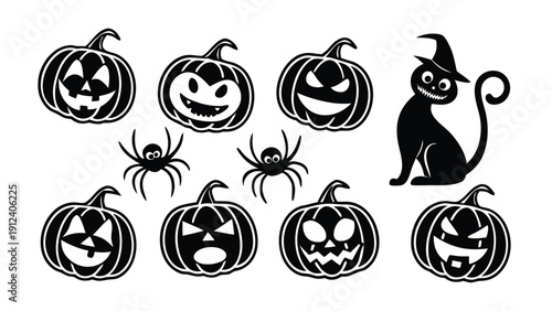  Jack O’Lantern Silhouette Pack – Halloween Solid Pumpkin Icons