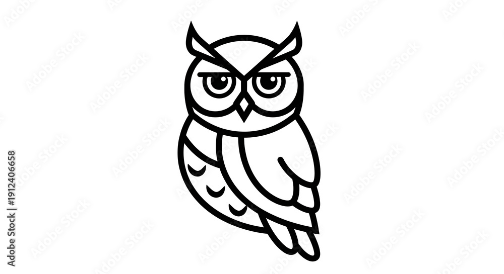 Fototapeta premium A simple illustration of an owl with a stern expression