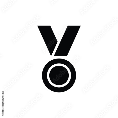 Simple black and white icon depicting a medal or award symbol