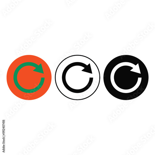 Three circular copyright symbols with varying colors and backgrounds