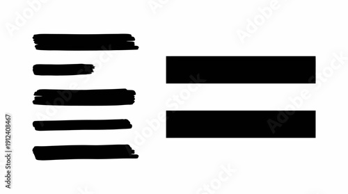 Abstract black document icon with stacked text lines and two horizontal bars, a minimalist flat design for UI, apps, and digital interfaces.