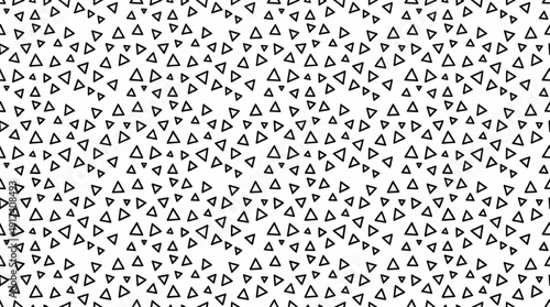 Monochrome abstract triangle pattern background with varied orientations for graphic design, textiles, and web decor.