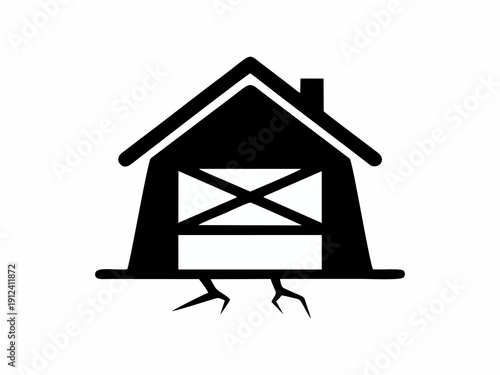 Earthquake House Damage Disaster Icon