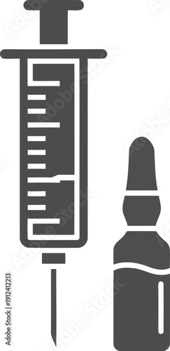 Syringe and Vial Icon for Medical, Health, and Vaccine Designs