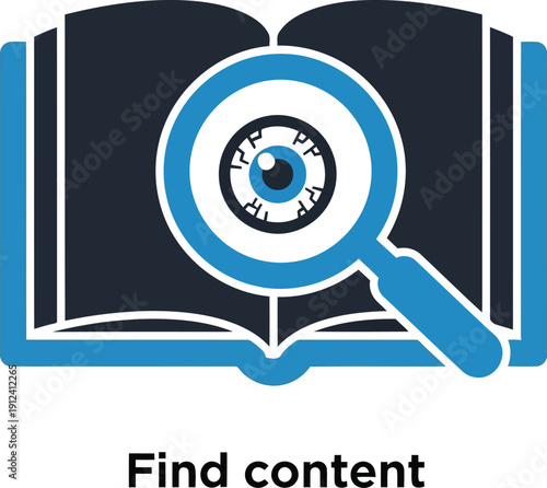 Searching for Content: Illustrated Magnifying Glass Over Open Book Concept