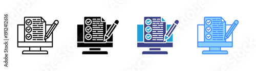 Online Survey icon set multiple style collection
