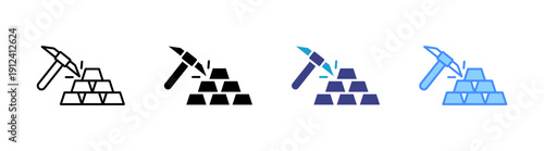 Gold Mine  icon set multiple style collection