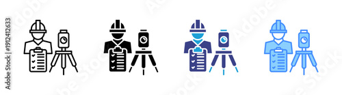 Surveyor icon set multiple style collection