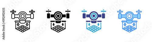 Photogrammetry icon set multiple style collection