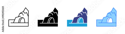Cave icon set multiple style collection