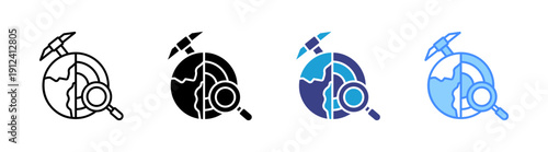 Geology icon set multiple style collection