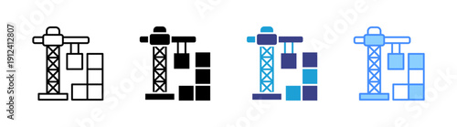 Construction icon set multiple style collection