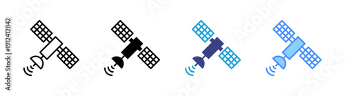 Satellite icon set multiple style collection