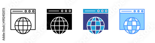 Browser icon set multiple style collection