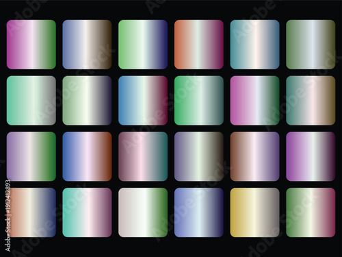Another extensive collection of twenty four diverse metallic gradient squares in various hues