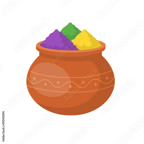Clay pot with Holi powder