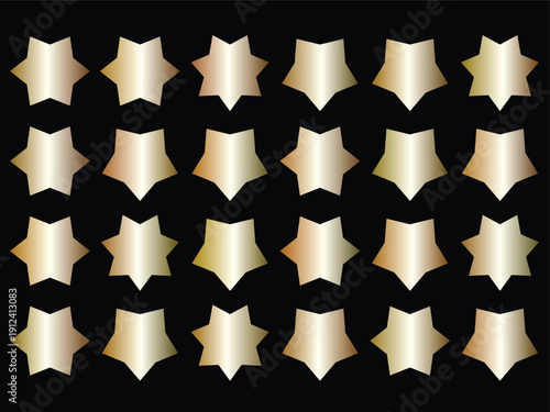 Arrangement of twenty four golden and bronze metallic stars in multiple rows