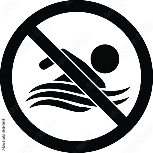 No Swimming Sign: Warning Symbol for Unsafe Water Areas