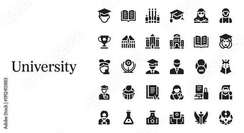 University education symbols and icons for learning knowledge and graduation academic concepts
