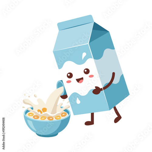 Cute Milk Carton Pouring Cereal