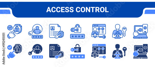 Access Control Icon Collection,  featuring Access, Login, Credentials, Password, Authorization, Authentication, Digital Access.