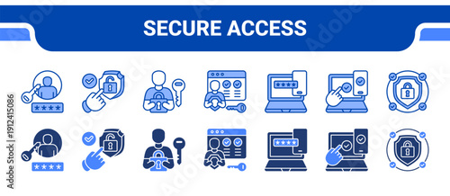 Secure Access Icon Collection,  featuring Login, Access, Authentication, Authorization, Two Factor, Digital Access, Secure System.