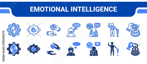 Emotional Intelligence Icon Collection,  featuring Emotional, Perception, Interaction, Articulation, Thinking, Attention, Abilities.